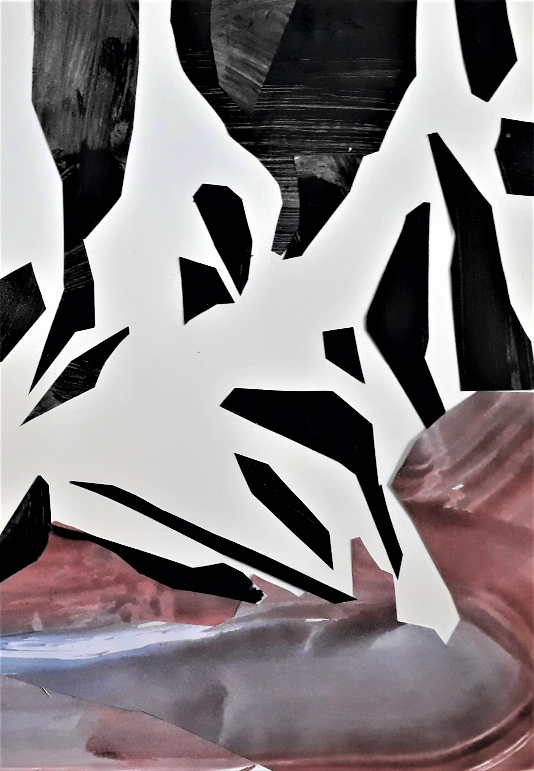 Treeroots at stream A4 Diptych, collage 2020